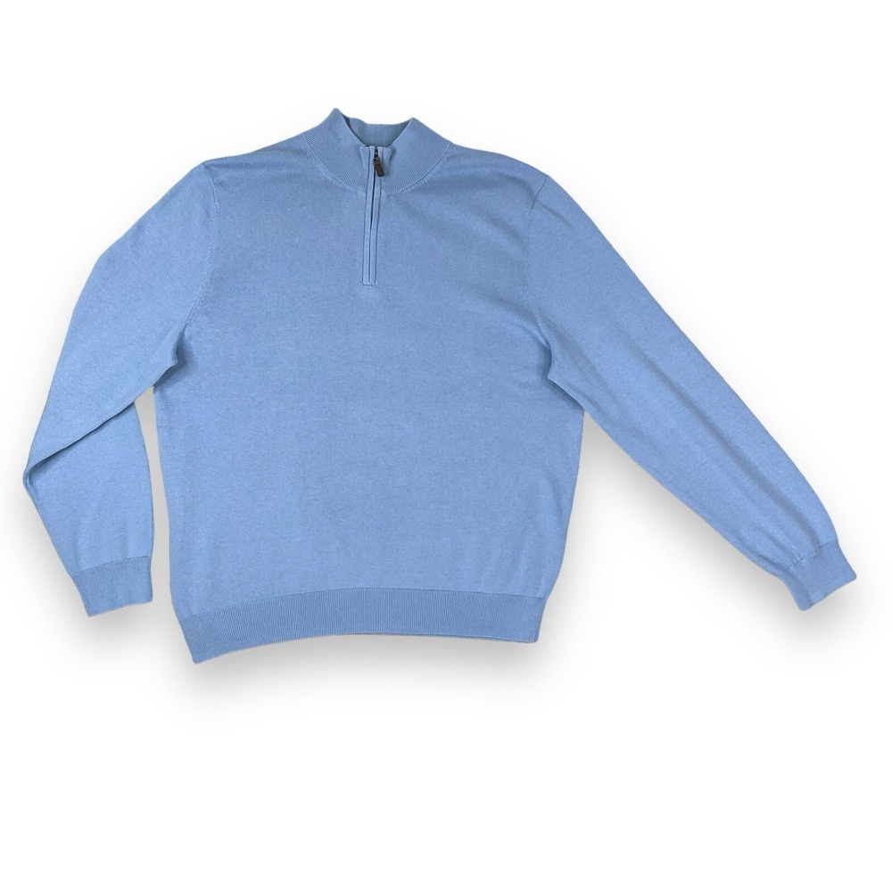 Jos A Bank Sweater Men XXL Blue‎ Pima Cotton Full Zip Cardigan Mock NWT